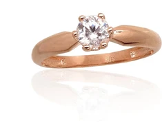 Diamond Sky Jewelry Raudono aukso 585 prabos žiedas su cirkoniais „Naujoji Klasika X“