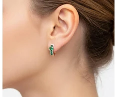 Diamond Sky Jewelry Raudono aukso 585 prabos auskarai su deimantais ir smaragdais „Amžinybė“