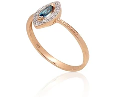 Diamond Sky Jewelry Raudono aukso 585 prabos žiedas su deimantais ir topazais „Aleksandrija V“