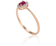 Diamond Sky Jewelry Raudono aukso 585 prabos žiedas su deimantais ir rubinais „Ferro VII“