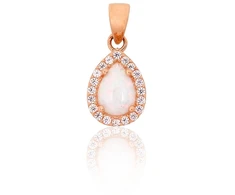 Diamond Sky Jewelry Raudono aukso 585 prabos pakabukas su cirkoniais ir opalitu „Masterpiece II“