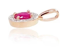 Diamond Sky Jewelry Raudono aukso 585 prabos pakabukas su deimantais ir rubinais „Sofia“