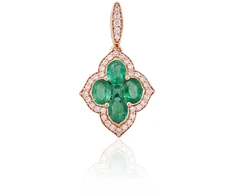 Diamond Sky Jewelry Auksinis pakabukas su deimantais ir smaragdais „Deimantų Gėlė X“