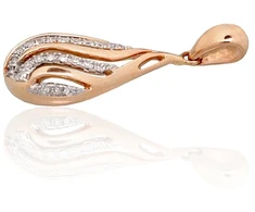 Diamond Sky Jewelry Raudono aukso 585 prabos pakabukas su deimantais „Golden Drop“