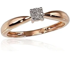 Diamond Sky Jewelry Raudono aukso 585 prabos žiedas su deimantais „Solitaras II“
