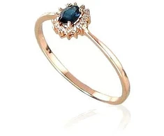 Diamond Sky Jewelry Raudono aukso 585 prabos žiedas su deimantais ir safyrais „Ferro VI“