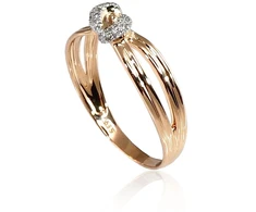 Diamond Sky Jewelry Raudono aukso 585 prabos žiedas su deimantais „Omega“