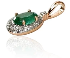 Diamond Sky Jewelry Raudono aukso 585 prabos pakabukas su deimantais ir smaragdais „Grakštumas III“