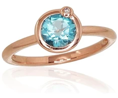 Diamond Sky Jewelry Raudono aukso 585 prabos žiedas su deimantais ir topazais „Garmiona II“