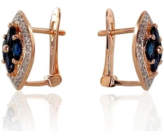 Diamond Sky Jewelry Auksiniai auskarai su deimantais ir safyrais „Aleksandrija V“
