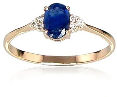 Diamond Sky Jewelry Raudono aukso 585 prabos žiedas su deimantais ir safyrais „Grakštumas VIII“