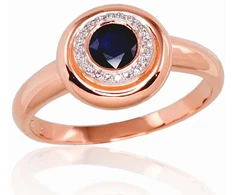 Diamond Sky Jewelry Raudono aukso 585 prabos žiedas su deimantais ir safyrais „The Light of Sapphire II“