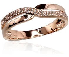 Diamond Sky Jewelry Raudono aukso 585 prabos žiedas su deimantais „Joanna V“