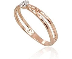 Diamond Sky Jewelry Raudono aukso 585 prabos žiedas su deimantais „Grakštumas V“