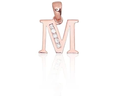 Diamond Sky Jewelry Auksinis raidės pakabukas su cirkoniais „M III“