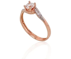 Diamond Sky Jewelry Raudono aukso 585 prabos žiedas su cirkoniais „Juno Gold XXVI“