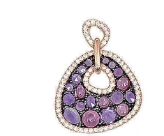 Diamond Sky Jewelry Raudono aukso 585 prabos pakabukas su deimantais ir ametistais „Saulėta Simfonija III“
