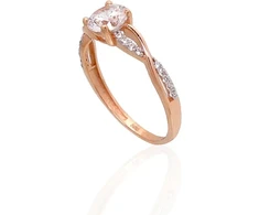 Diamond Sky Jewelry Raudono aukso 585 prabos žiedas su cirkoniais „Juno Gold XXIV“