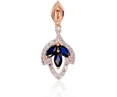 Diamond Sky Jewelry Raudono aukso 585 prabos pakabukas su deimantais ir safyrais „Aleksandrija“