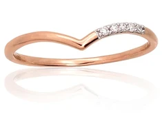 Diamond Sky Jewelry Raudono aukso 585 prabos žiedas su deimantais „Žuvėdra“