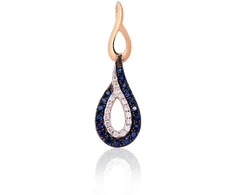 Diamond Sky Jewelry Raudono aukso 585 prabos pakabukas su deimantais ir safyrais „Princesės Ašara II“