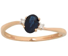 Diamond Sky Jewelry Raudono aukso 585 prabos žiedas su deimantais ir safyrais „Vidurnakčio Žvaigždynas“