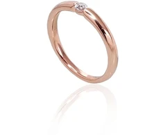 Diamond Sky Jewelry Raudono aukso 585 prabos žiedas su deimantais „Naujoji Klasika II“