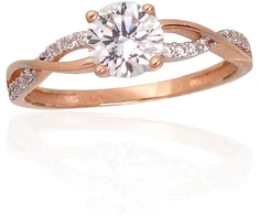 Diamond Sky Jewelry Raudono aukso 585 prabos žiedas su cirkoniais „Juno Gold XXIV“