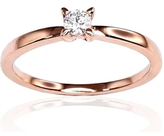 Diamond Sky Jewelry Raudono aukso 585 prabos žiedas su deimantais „Solitaras VIII“