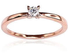 Diamond Sky Jewelry Raudono aukso 585 prabos žiedas su deimantais „Solitaras X“