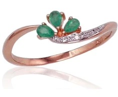 Diamond Sky Jewelry Raudono aukso 585 prabos žiedas su deimantais ir smaragdais „Imperatoriaus Karūna V“