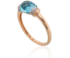 Diamond Sky Jewelry Raudono aukso 585 prabos žiedas su deimantais ir topazais „Dangaus Šnabždesys“