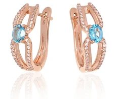 Diamond Sky Jewelry Auksiniai auskarai su deimantais ir topazais „Sparkling Moment“