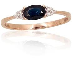 Diamond Sky Jewelry Raudono aukso 585 prabos žiedas su deimantais ir safyrais „Constance IV“