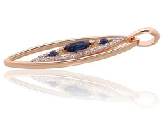 Diamond Sky Jewelry Raudono aukso 585 prabos pakabukas su deimantais ir safyrais „Princesės Ašara V“