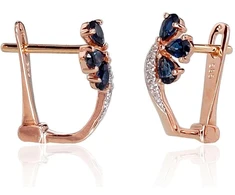 Diamond Sky Jewelry Auksiniai auskarai su deimantais ir safyrais „Imperatoriaus Karūna III“