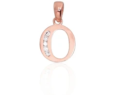 Diamond Sky Jewelry Raudono aukso 585 prabos raidės pakabukas su cirkoniais „O III“