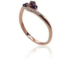 Diamond Sky Jewelry Raudono aukso 585 prabos žiedas su deimantais ir safyrais „Imperatoriaus Karūna IV“