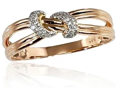 Diamond Sky Jewelry Raudono aukso 585 prabos žiedas su deimantais „Omega“