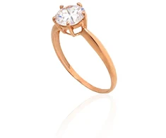 Diamond Sky Jewelry Raudono aukso 585 prabos žiedas su cirkoniais „Solitaras XIV“