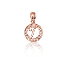 Diamond Sky Jewelry Raudono aukso 585 prabos raidės pakabukas su cirkoniais „T“