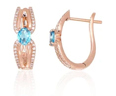 Diamond Sky Jewelry Auksiniai auskarai su deimantais ir topazais „Sparkling Moment“