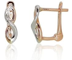 Diamond Sky Jewelry Raudono aukso 585 prabos auskarai su deimantais „Golden Eight“