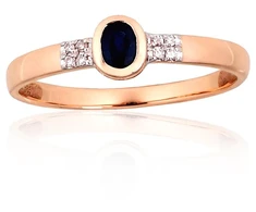 Diamond Sky Jewelry Raudono aukso 585 prabos žiedas su deimantais ir safyrais „Grakštumas XII“
