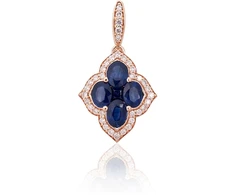 Diamond Sky Jewelry Auksinis pakabukas su deimantais ir safyrais „Deimantų Gėlė VIII“