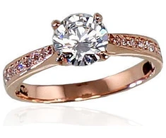 Diamond Sky Jewelry Raudono aukso 585 prabos žiedas su cirkoniais „Juno Gold“