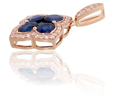 Diamond Sky Jewelry Auksinis pakabukas su deimantais ir safyrais „Deimantų Gėlė VIII“