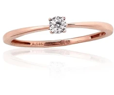 Diamond Sky Jewelry Raudono aukso 585 prabos žiedas su deimantais „Solitaras II“