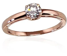 Diamond Sky Jewelry Raudono aukso 585 prabos žiedas su cirkoniais „Klasika Gold IV“