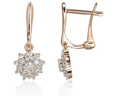 Diamond Sky Jewelry Auksiniai auskarai su deimantais „Deimantų Gėlė“